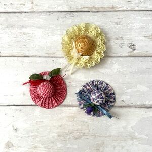 Old Fashioned Hats Fridge Magnets Set of 3 Wide Brimmed Hat Purple Red Yellow